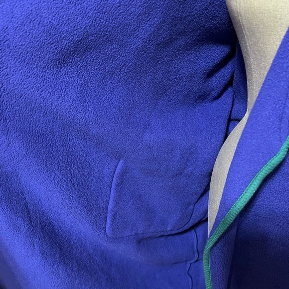 L.L.Bean Men’s Bath Robe Blue with Green Trim Chest Pocket 2 Front Pockets Large - Picture 4 of 6